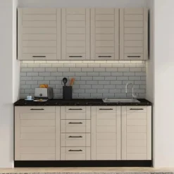 Cucina Marrone Sabbia Nero 4 Cassetti Modulabile, Apertura Battente, Scorrevole - Monsch
