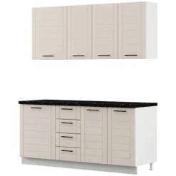 Cucina Marrone Sabbia Nero 4 Cassetti Modulabile, Apertura Battente, Scorrevole - Monsch