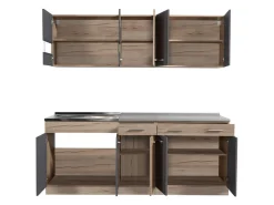 Cucine > Dmora Cucina Nero Antracite Marrone Rovere 2 Cassetti 5 Ripiani, 10 Ante - Bornago Marrone Rovere, Nero Antracite