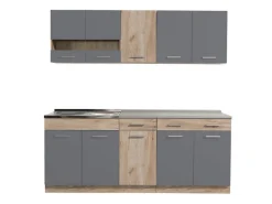Cucine > Dmora Cucina Nero Antracite Marrone Rovere 2 Cassetti 5 Ripiani, 10 Ante - Bornago Marrone Rovere, Nero Antracite
