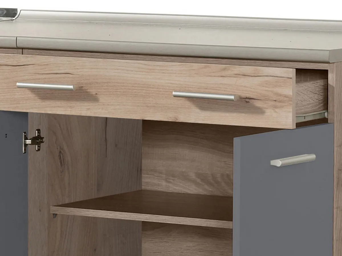 Cucine > Dmora Cucina Nero Antracite Marrone Rovere 2 Cassetti 5 Ripiani, 10 Ante - Bornago Marrone Rovere, Nero Antracite