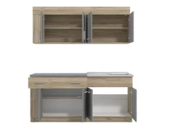Cucina Nero Antracite Marrone Rovere un Cassetto 4 Ripiani, 8 Ante - Interamna