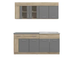 Cucina Nero Antracite Marrone Rovere un Cassetto 4 Ripiani, 8 Ante - Interamna