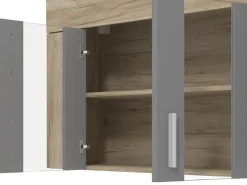Cucina Nero Antracite Marrone Rovere un Cassetto 4 Ripiani, 8 Ante - Interamna