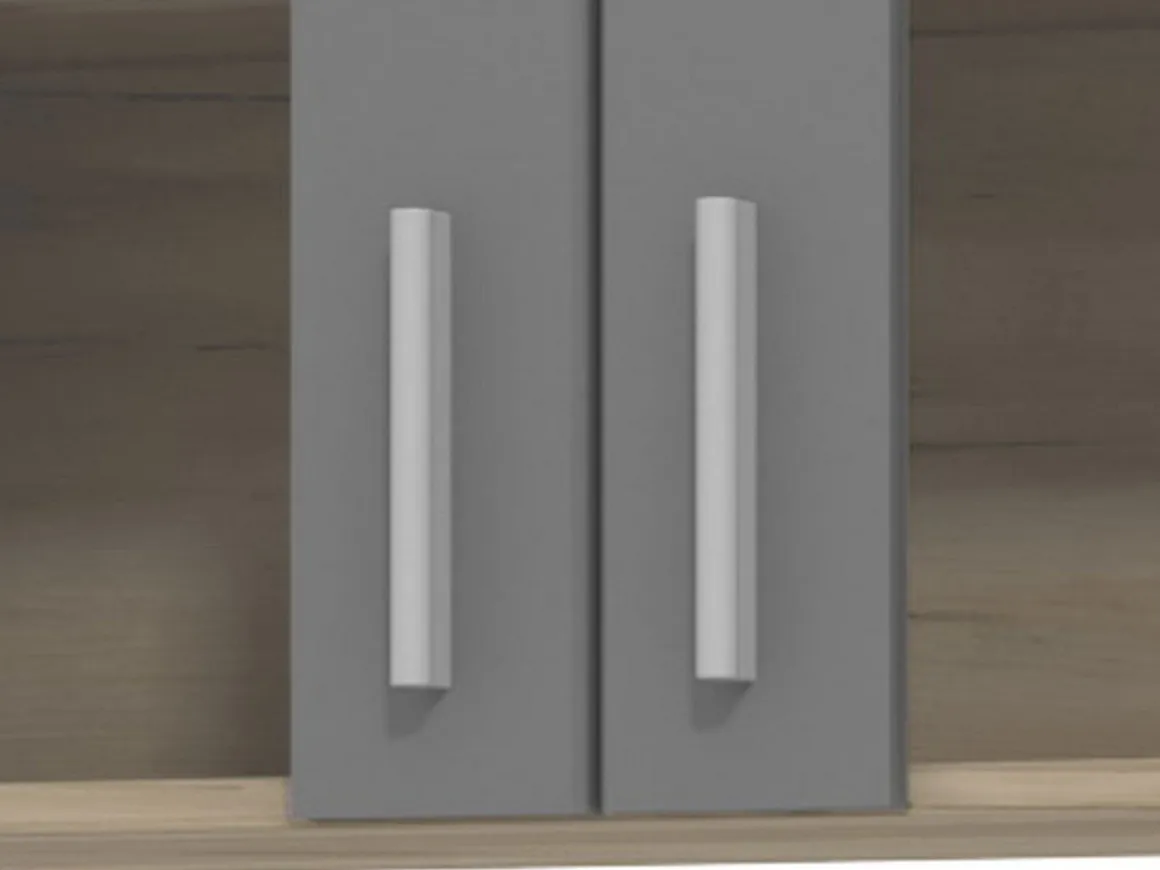 Cucina Nero Antracite Marrone Rovere un Cassetto 4 Ripiani, 8 Ante - Interamna