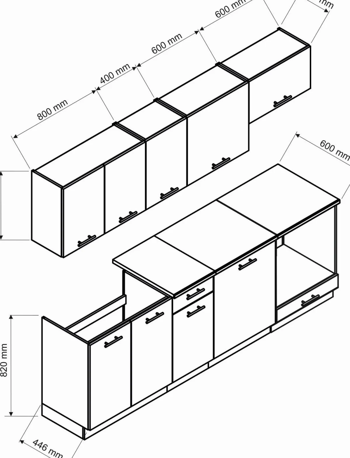 Cucine > Dmora Cucina Modulabile un Cassetto, un Ripiano - Miogli Nero Antracite