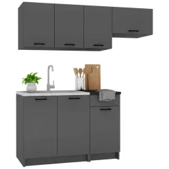 Cucine > Dmora Cucina un Ripiano Modulabile, un Cassetto - Cormone Nero Antracite