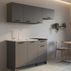 Cucine > Dmora Cucina un Ripiano Modulabile, un Cassetto - Cormone Nero Antracite