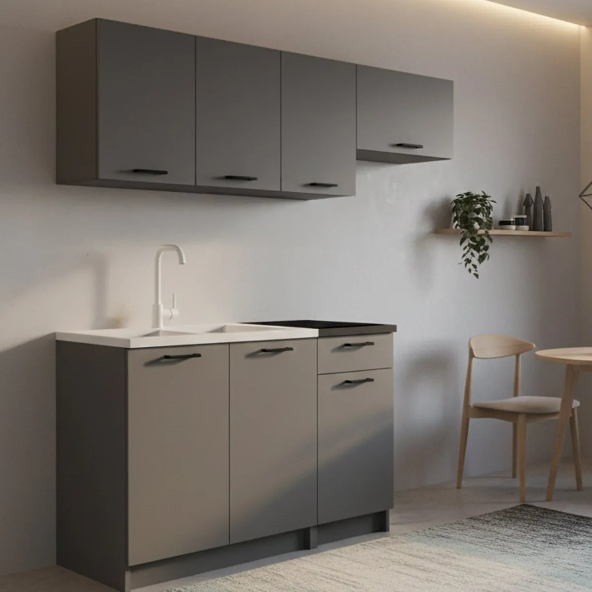 Cucine > Dmora Cucina un Ripiano Modulabile, un Cassetto - Cormone Nero Antracite