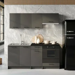Cucina Nero Antracite un Ripiano Modulabile, un Cassetto - Covor