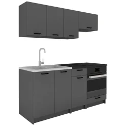 Cucina Nero Antracite un Ripiano Modulabile, un Cassetto - Covor