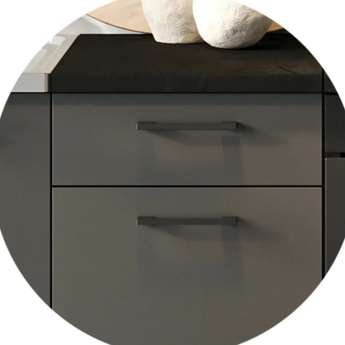 Cucina Nero Antracite un Ripiano Modulabile, un Cassetto - Covor