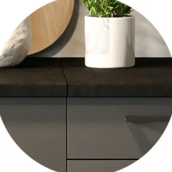 Cucina Nero Antracite un Ripiano Modulabile, un Cassetto - Covor
