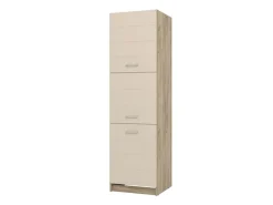 Dispensa da Cucina Beige Marrone Rovere Nodi 5 Ripiani 3 Ante 60x57.5x214.5h cm, 6 Vani - Volvera