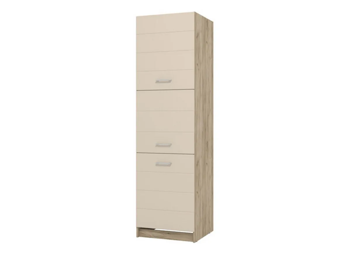 Dispensa da Cucina Beige Marrone Rovere Nodi 5 Ripiani 3 Ante 60x57.5x214.5h cm, 6 Vani - Volvera