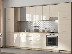 Dispensa da Cucina Beige Marrone Rovere Nodi 5 Ripiani 3 Ante 60x57.5x214.5h cm, 6 Vani - Volvera