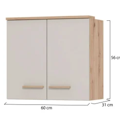 Dispensa da Cucina Beige Marrone Rovere Nodi un Ripiano 2 Ante 60x31x56h cm, 2 Vani - Saracena