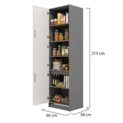 Mobili Dispensa > Dmora Dispensa da Cucina Bianco Grigio un Cassetto 2 Ripiani 55x60x82h cm, Apertura Scorrevole - Moiolaaa Grigio, Bianco