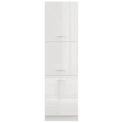 Dispensa da Cucina Bianco Lucido Bianco Opaco 6 Ripiani Apertura Battente 60x58x214h cm, 2 Ante - Cochem