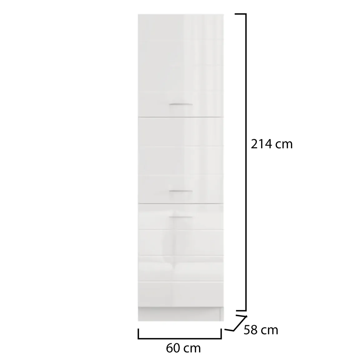 Dispensa da Cucina Bianco Lucido Bianco Opaco 6 Ripiani Apertura Battente 60x58x214h cm, 2 Ante - Cochem