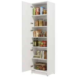 Mobili Dispensa > Dmora Dispensa da Cucina Bianco Nero 5 Ripiani 3 Ante 60x58x215h cm, Apertura Battente - Falmentaa Nero, Bianco