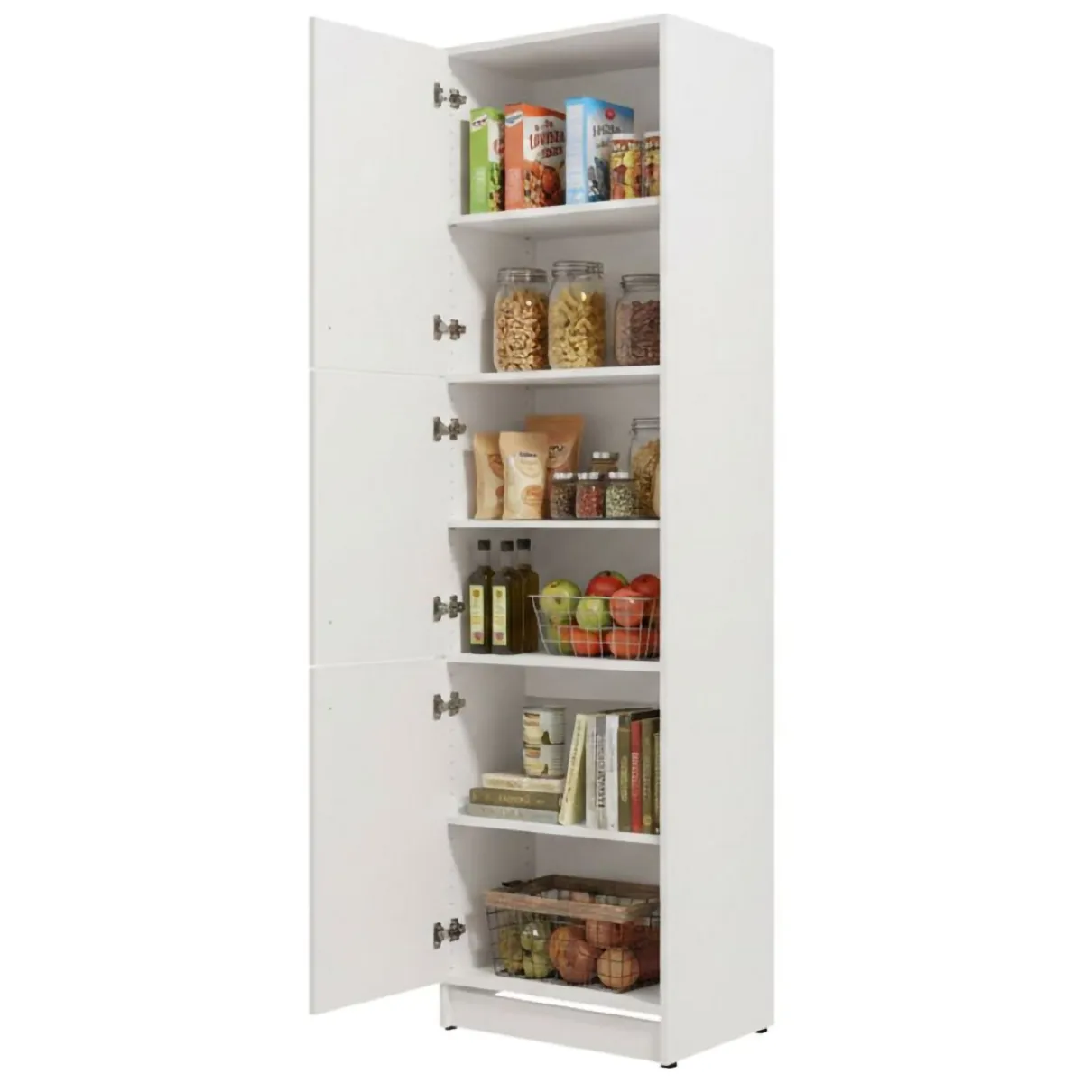 Mobili Dispensa > Dmora Dispensa da Cucina Bianco Nero 5 Ripiani 3 Ante 60x58x215h cm, Apertura Battente - Falmentaa Nero, Bianco