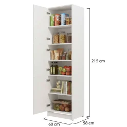 Mobili Dispensa > Dmora Dispensa da Cucina Bianco Nero 5 Ripiani 3 Ante 60x58x215h cm, Apertura Battente - Falmentaa Nero, Bianco