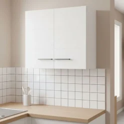 Dispensa da Cucina Bianco Nero un Ripiano 2 Ante 60x30x54h cm, Apertura Battente - Falmenta