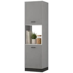Dispensa da Cucina Grigio Nero 5 Ripiani Apertura Battente 60x58x214h cm, 2 Ante - Mogan