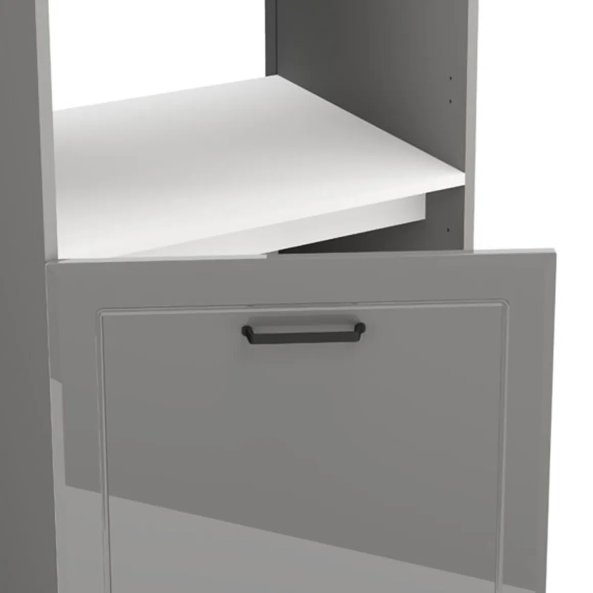 Dispensa da Cucina Grigio Nero 5 Ripiani Apertura Battente 60x58x214h cm, 2 Ante - Mogan