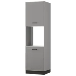 Dispensa da Cucina Grigio Nero 5 Ripiani Apertura Battente 60x58x214h cm, 2 Ante - Mogan