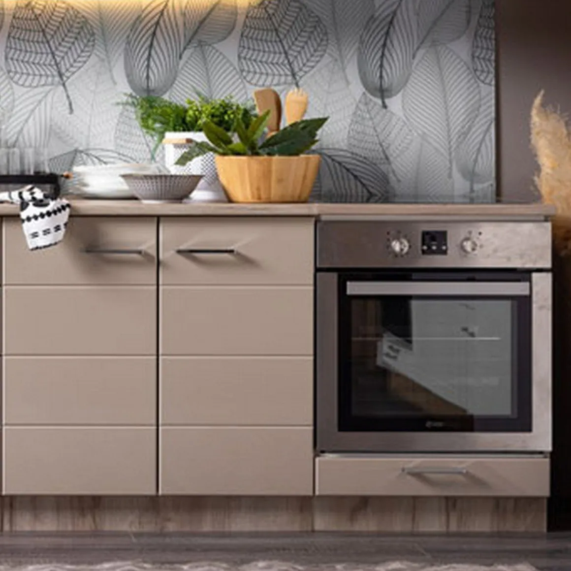 Dispensa da Cucina Marrone Rovere Nodi Beige un Cassetto 2 Ripiani 60x56.5x82h cm, un Vano - Volvera