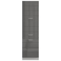 Mobili Dispensa > Dmora Dispensa da Cucina Nero Antracite Grigio 6 Ripiani Apertura Battente 60x58x214h cm, 3 Ante - Cochem Grigio, Nero Antracite