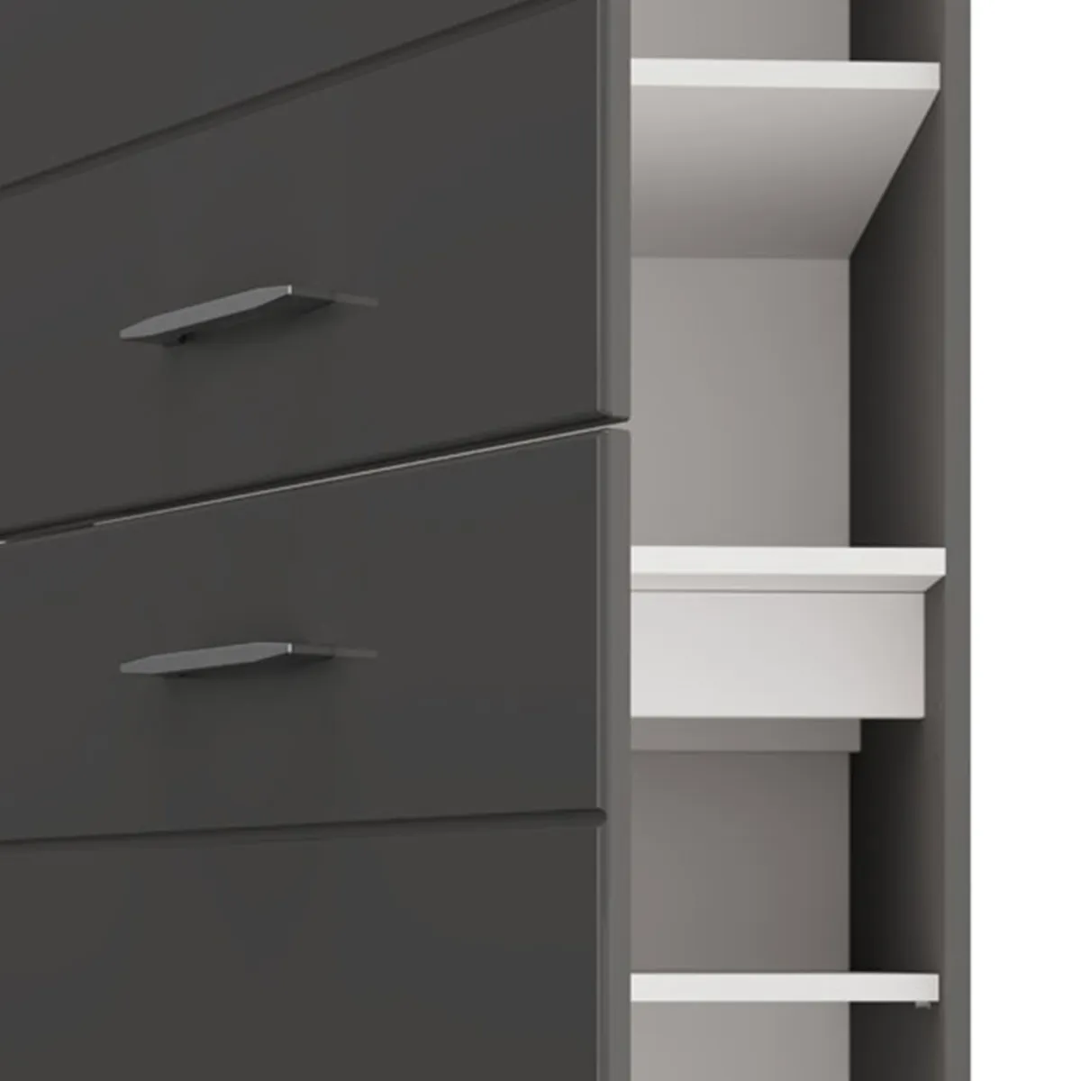 Mobili Dispensa > Dmora Dispensa da Cucina Nero Antracite Grigio 6 Ripiani Apertura Battente 60x58x214h cm, 3 Ante - Cochem Grigio, Nero Antracite