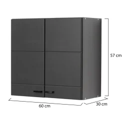 Dispensa da Cucina Nero Antracite un Ripiano 2 Ante 60x30x57h cm, 2 Vani - Palmiano