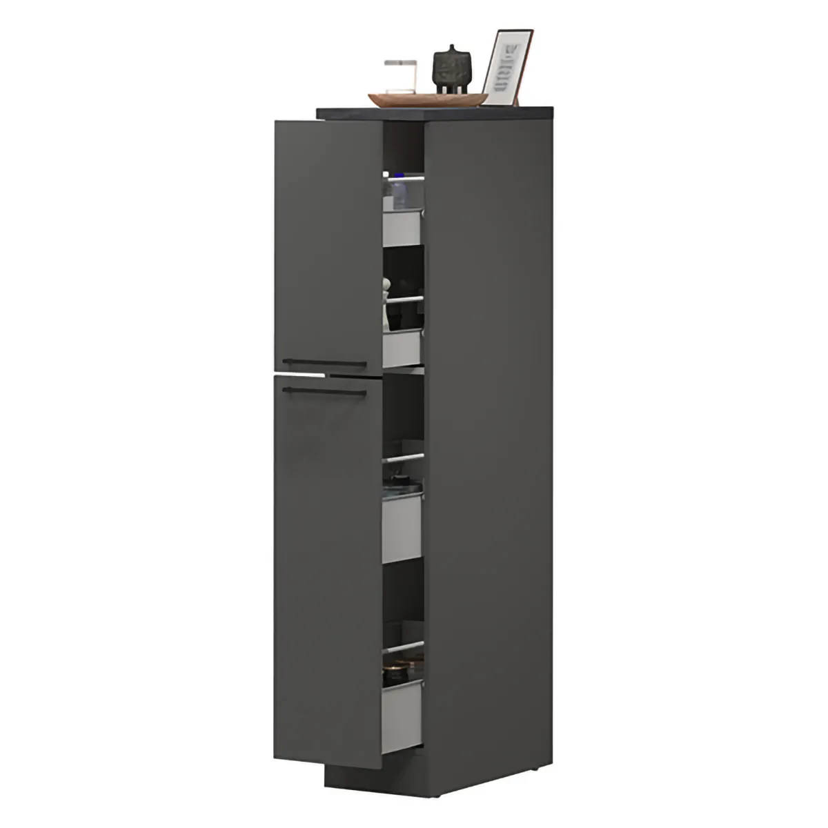Cucina|Mobili Dispensa > Dmora Dispensa multiuso 2 ante 30x165h cm antracite e ardesia - Atrax Grigio Ardesia, Nero Antracite