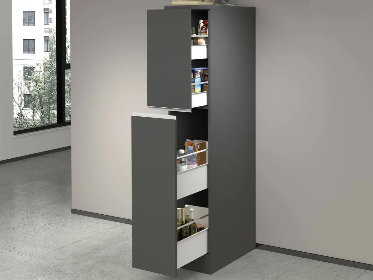 Cucina|Mobili Dispensa > Dmora Dispensa multiuso 2 ante 30x165h cm antracite e ardesia - Atrax Grigio Ardesia, Nero Antracite