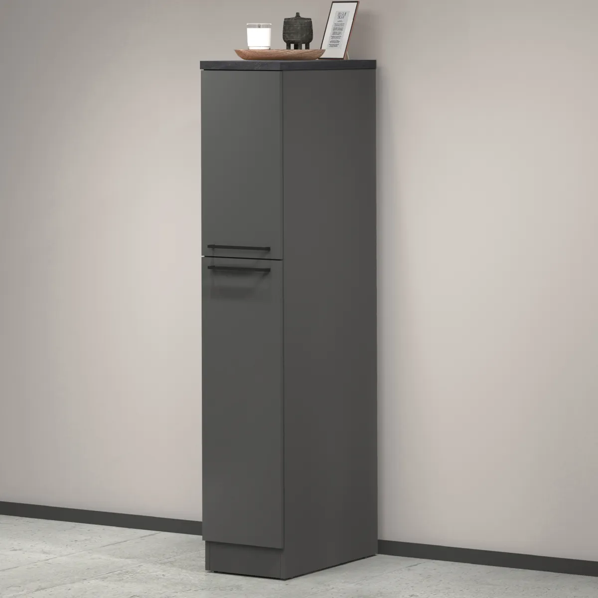 Cucina|Mobili Dispensa > Dmora Dispensa multiuso 2 ante 30x165h cm antracite e ardesia - Atrax Grigio Ardesia, Nero Antracite