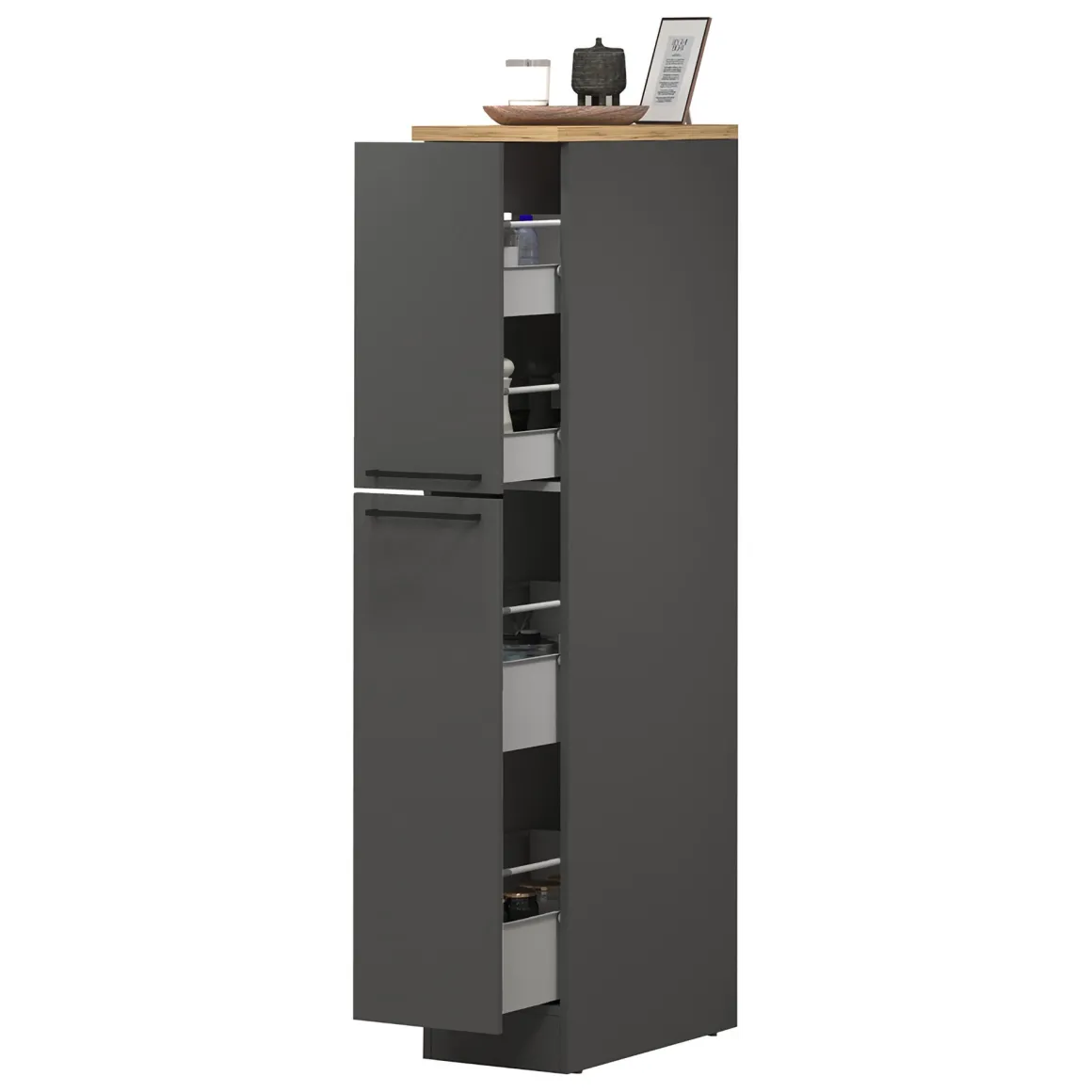 Dispensa multiuso 2 ante 30x165h cm antracite e rovere - Atrax