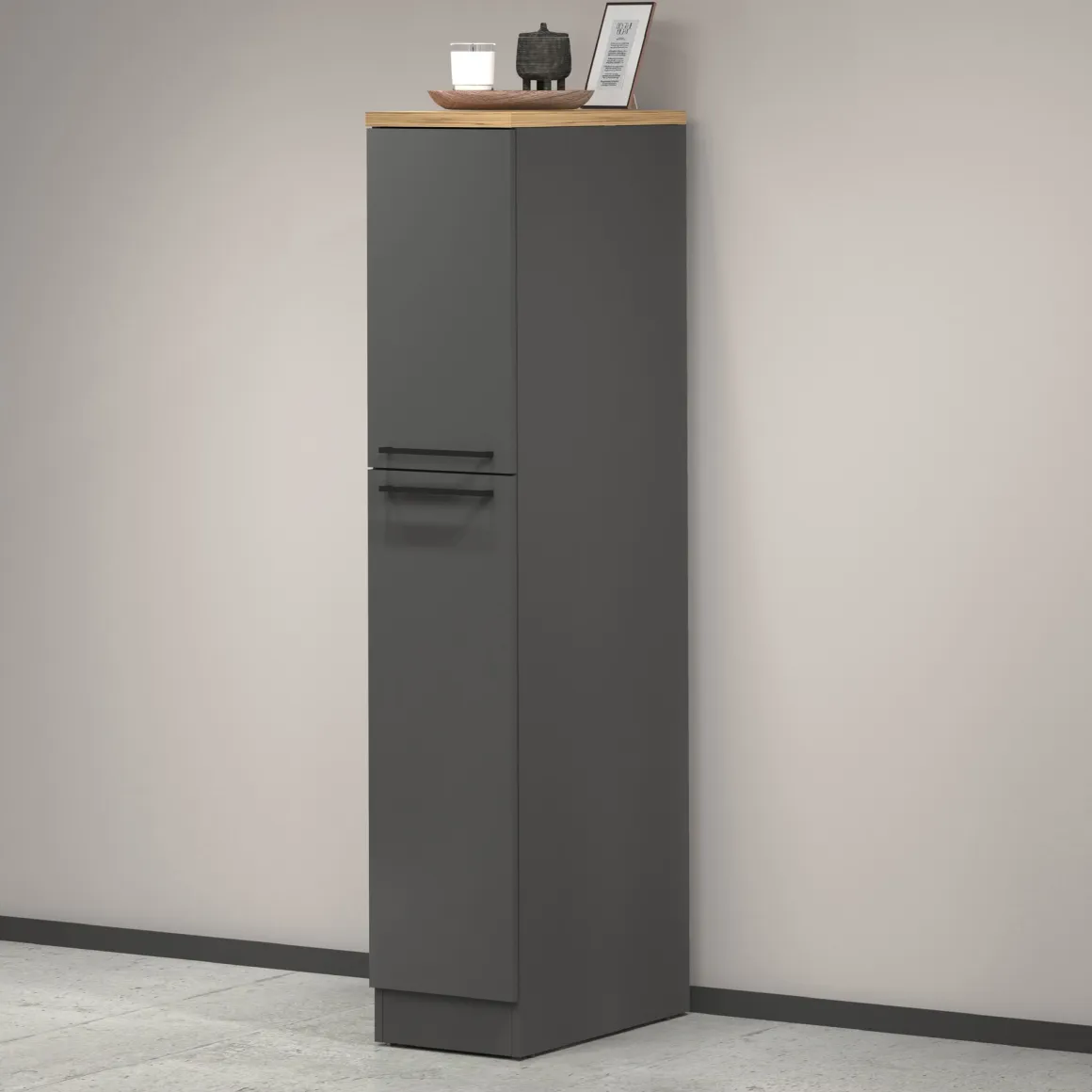 Dispensa multiuso 2 ante 30x165h cm antracite e rovere - Atrax