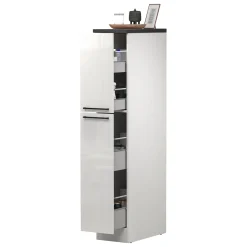 Cucina|Mobili Dispensa > Dmora Dispensa multiuso 2 ante 30x165h cm bianco lucido e ardesia - Atrax Grigio Ardesia, Bianco Lucido