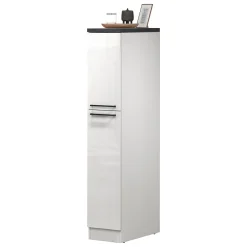 Cucina|Mobili Dispensa > Dmora Dispensa multiuso 2 ante 30x165h cm bianco lucido e ardesia - Atrax Grigio Ardesia, Bianco Lucido