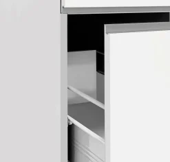 Cucina|Mobili Dispensa > Dmora Dispensa multiuso 2 ante 30x165h cm bianco lucido e ardesia - Atrax Grigio Ardesia, Bianco Lucido