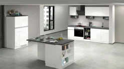 Cucina|Mobili Dispensa > Dmora Dispensa multiuso 2 ante 30x165h cm bianco lucido e ardesia - Atrax Grigio Ardesia, Bianco Lucido