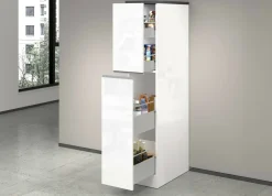 Cucina|Mobili Dispensa > Dmora Dispensa multiuso 2 ante 30x165h cm bianco lucido e ardesia - Atrax Grigio Ardesia, Bianco Lucido