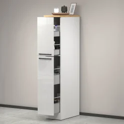 Dispensa multiuso 2 ante 30x165h cm bianco lucido e rovere - Atrax