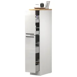 Dispensa multiuso 2 ante 30x165h cm bianco lucido e rovere - Atrax