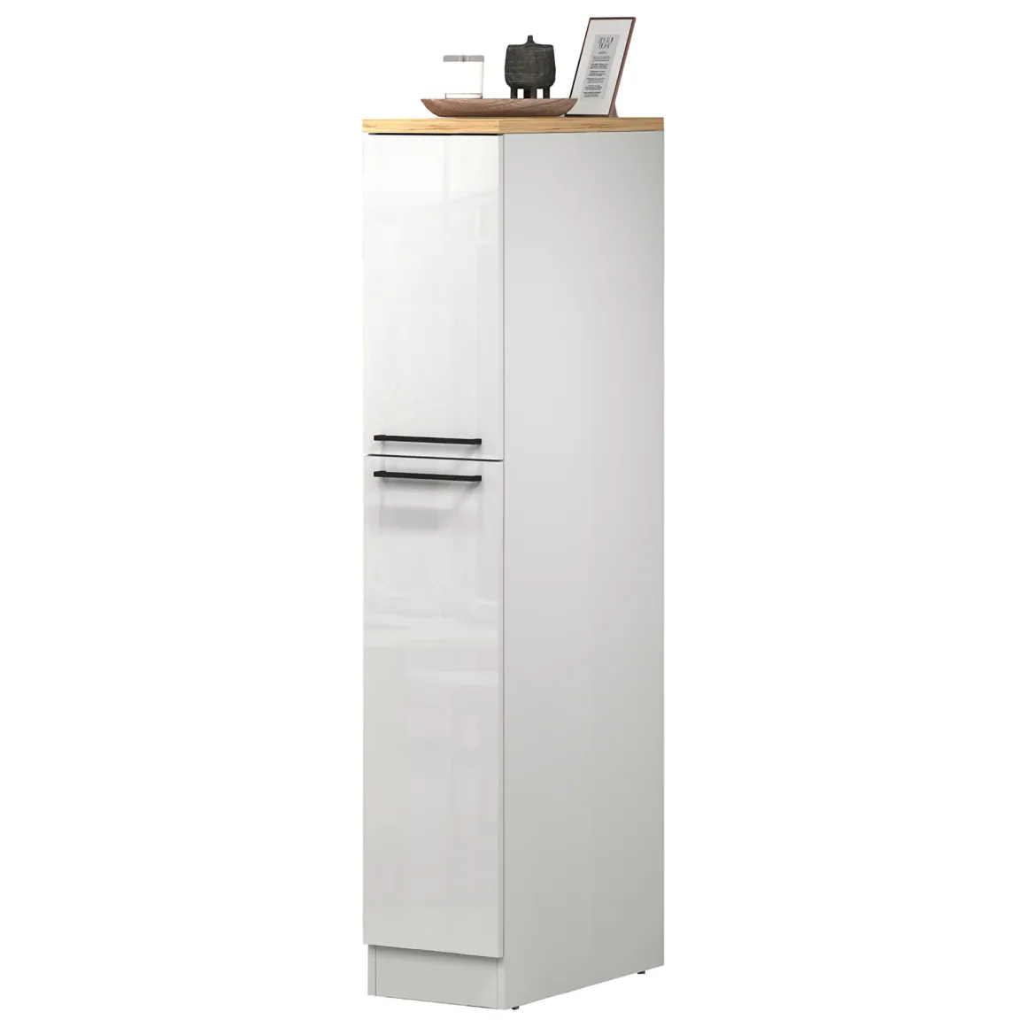 Dispensa multiuso 2 ante 30x165h cm bianco lucido e rovere - Atrax
