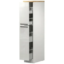 Dispensa multiuso 2 ante 30x165h cm bianco lucido e rovere - Atrax