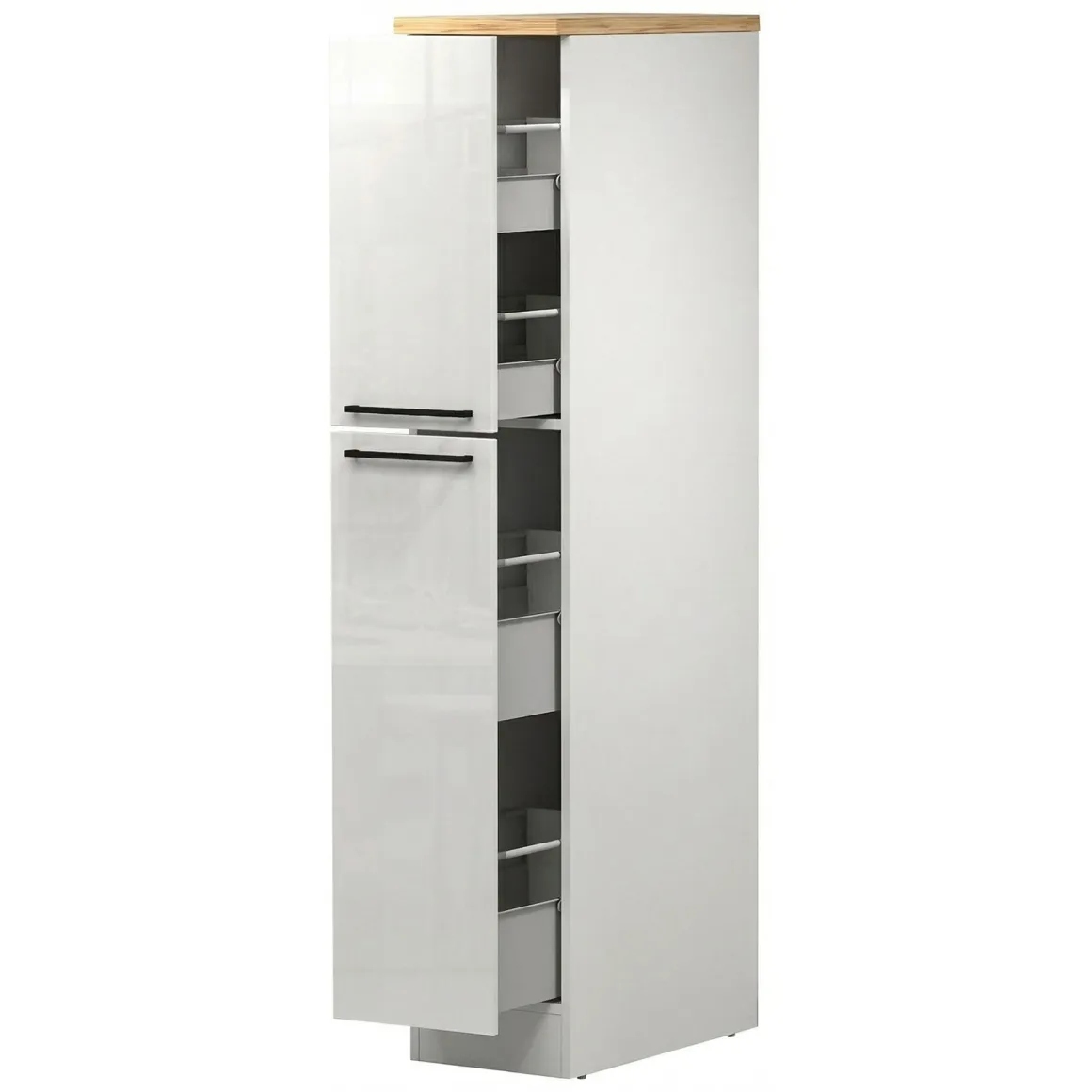 Dispensa multiuso 2 ante 30x165h cm bianco lucido e rovere - Atrax